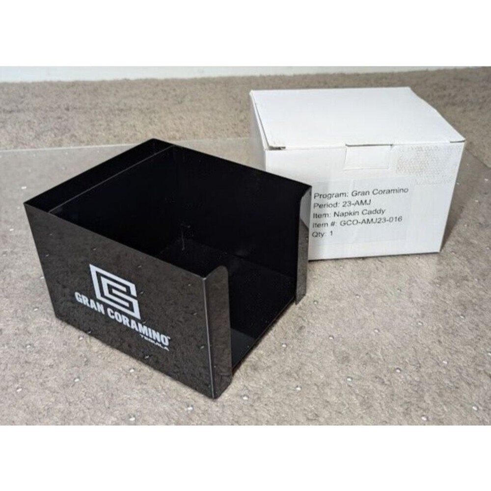Brand New Gran Coramino Black Metal Napkin Caddy Man Cave